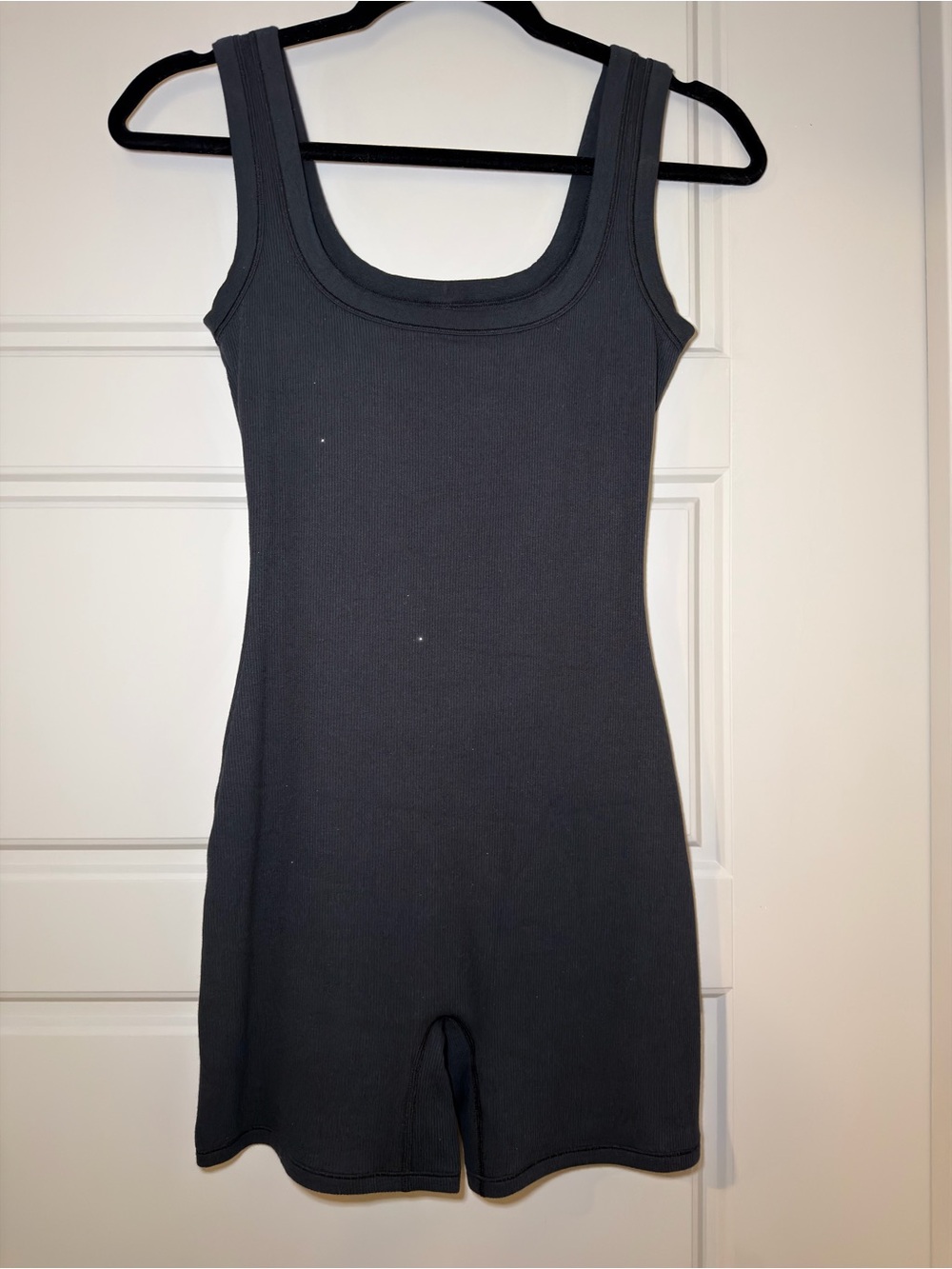 SKIMS Black Ribbed Sleeveless Bodysuit Romper